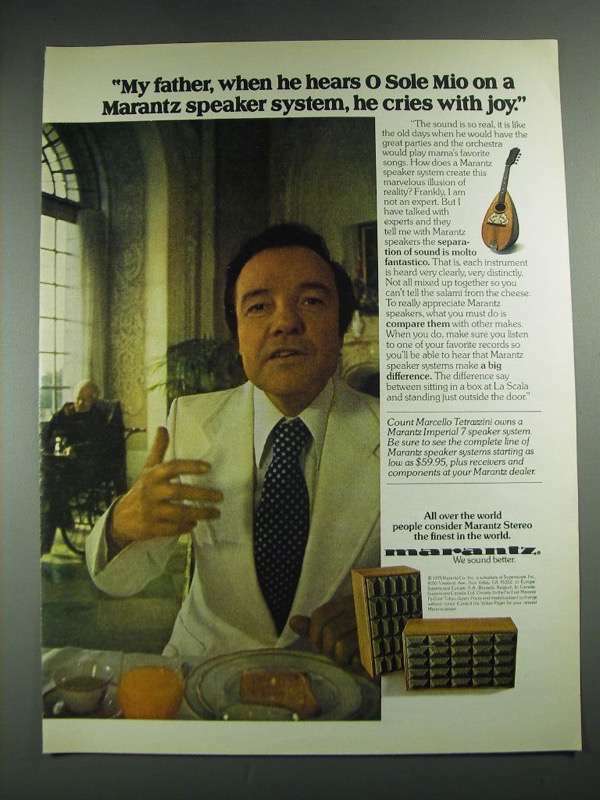 1975 Marantz Imperial 7 Speaker System Ad - Hears O Sole Mio