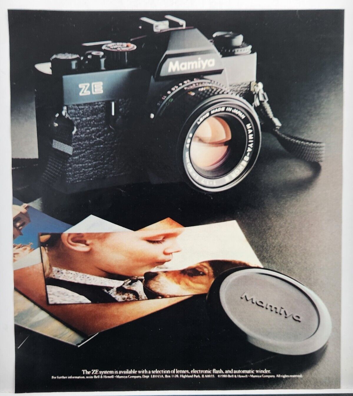 1980 Bell & Howell Mamiya ZE Camera System Vintage Print Ad