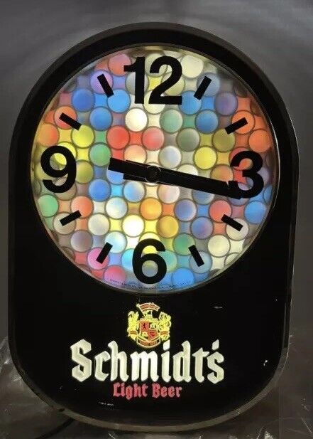 “MOTION”  Wow Schmidt’s Light Beer Lighted Kaleidoscope Wall Clock AWESOME