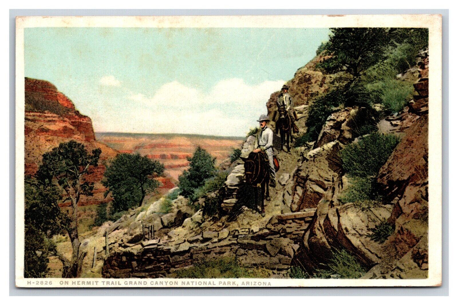 On Hermit Trail Grand Canyon AZ Fred Harvey UNP DB Postcard W11