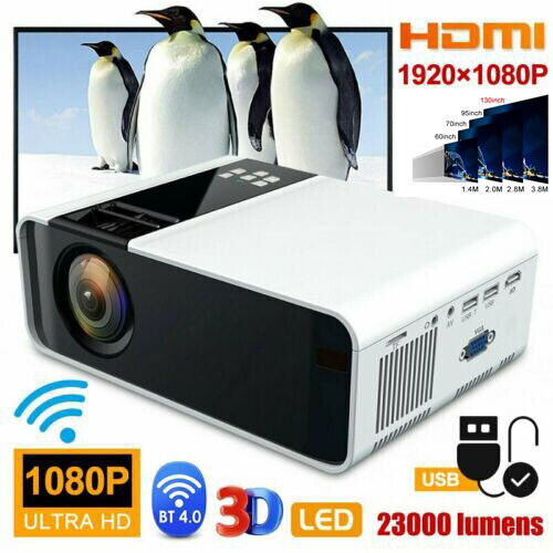 4K 1080P Bluetooth WiFi Mini LED 3D Home Theater Movie Projector 23000 Lumens