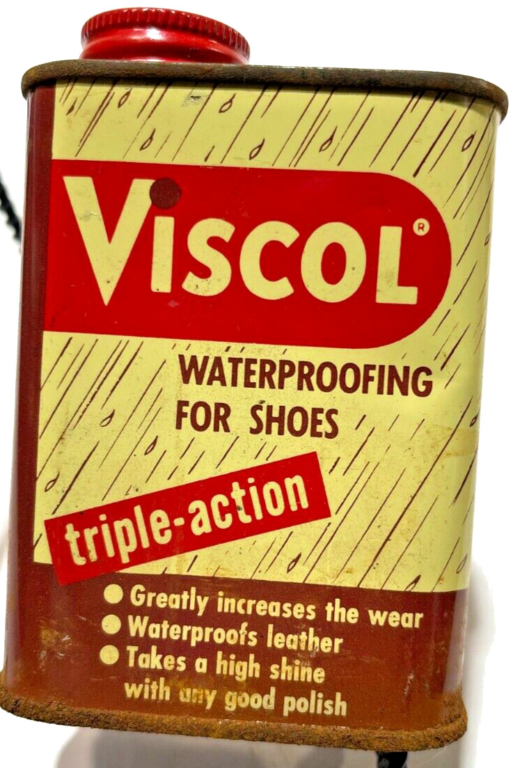 Vintage Tin Advertising VISCOL Waterproofing For Shoes - Almost Full