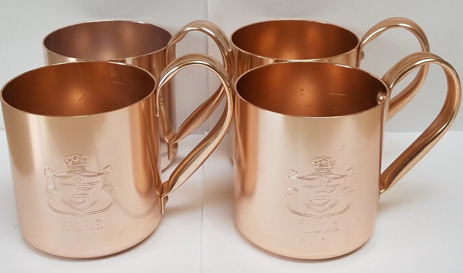 Vintage 1982 Smirnoff Vodka Moscow Mule Cup 10 oz Aluminum Copper Mugs Set of 4