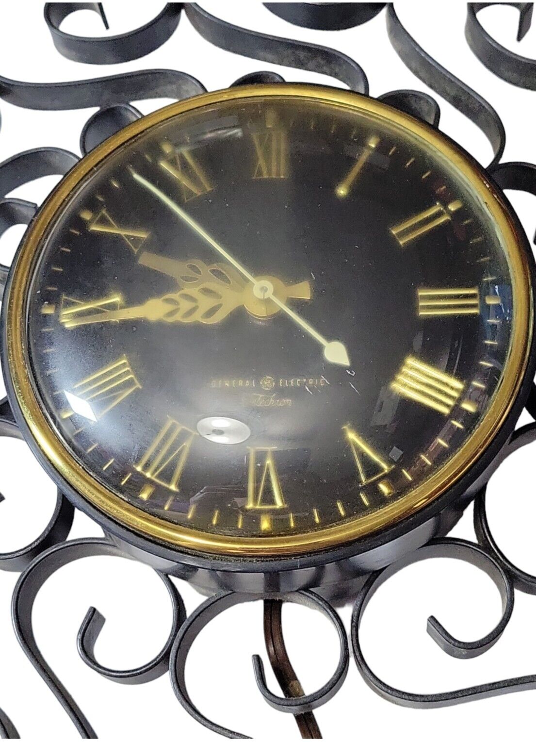 Vtg MCM General Electric Telechron Wall Clock Not Working For Parts Repair