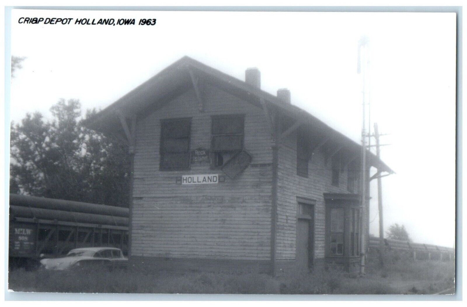 c1963 CB&P Depot Holland Iowa Railroad Train Depot Station RPPC Photo Postcard