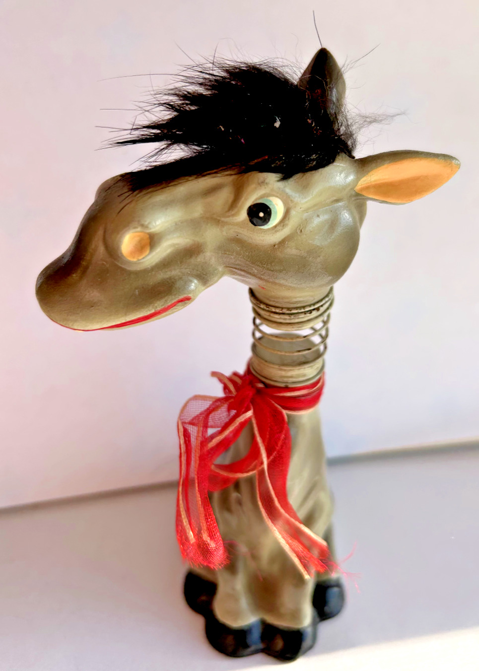 vtg donkey NODDER bobblehead Japan democrat horse pony hair antique toy figure