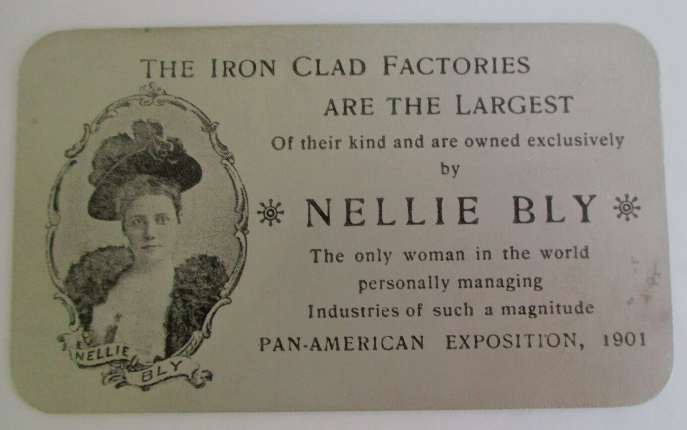 1901 Pan American Exposition Nellie Bly Aluminum Promotional Business Card