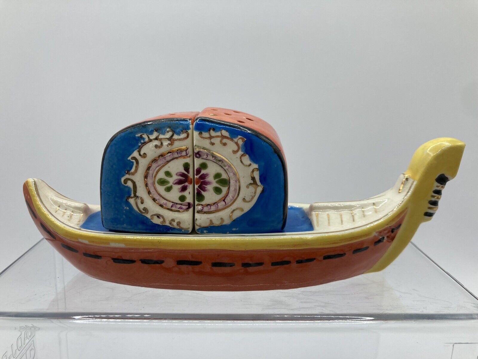 Vintage Meiko China Ceramic Gondola Boat Salt & Pepper Shakers Made in Japan
