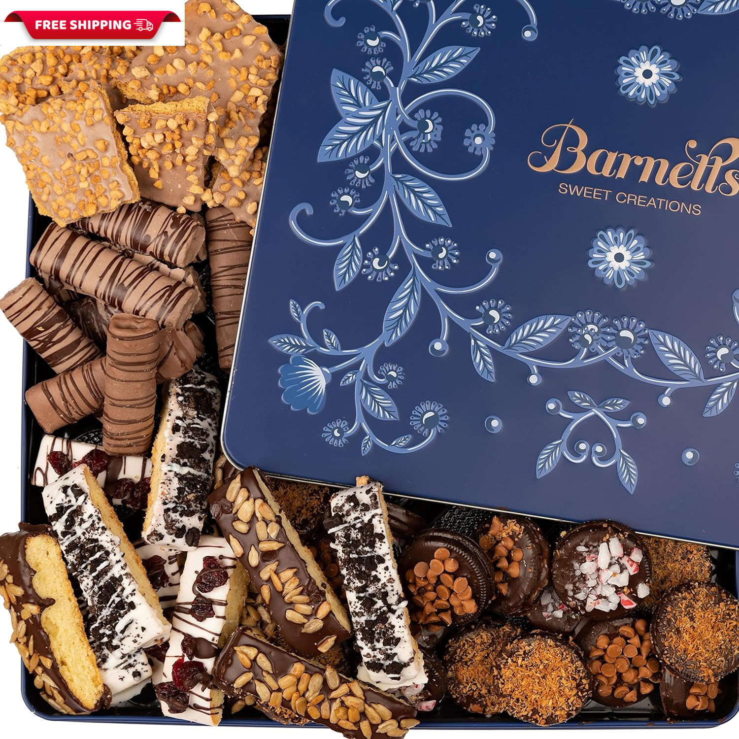 Barnett\'S Christmas Chocolate Gift Baskets, Cookie Chocolates Tin Box, Covered C