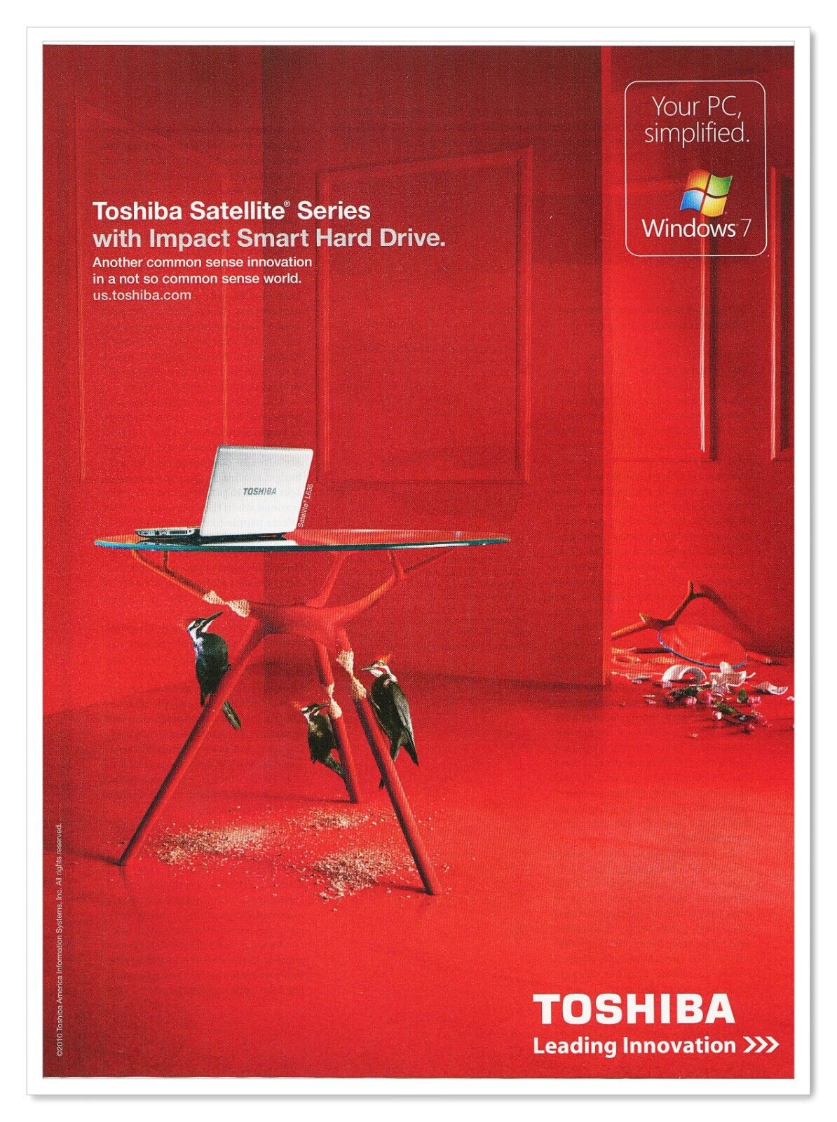 Toshiba Satellite Laptop Computer Woodpeckers 2011 Full-Page Print Magazine Ad