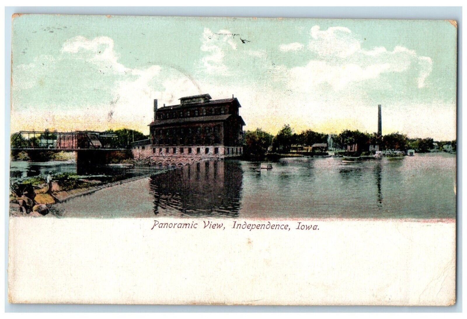 c1905 Panoramic View Building Scene Independence Iowa IA Posted Antique Postcard
