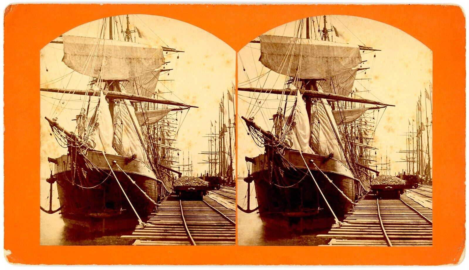 FLORIDA SV - Pensacola - Tall Ships at Pier - 1880s RARE