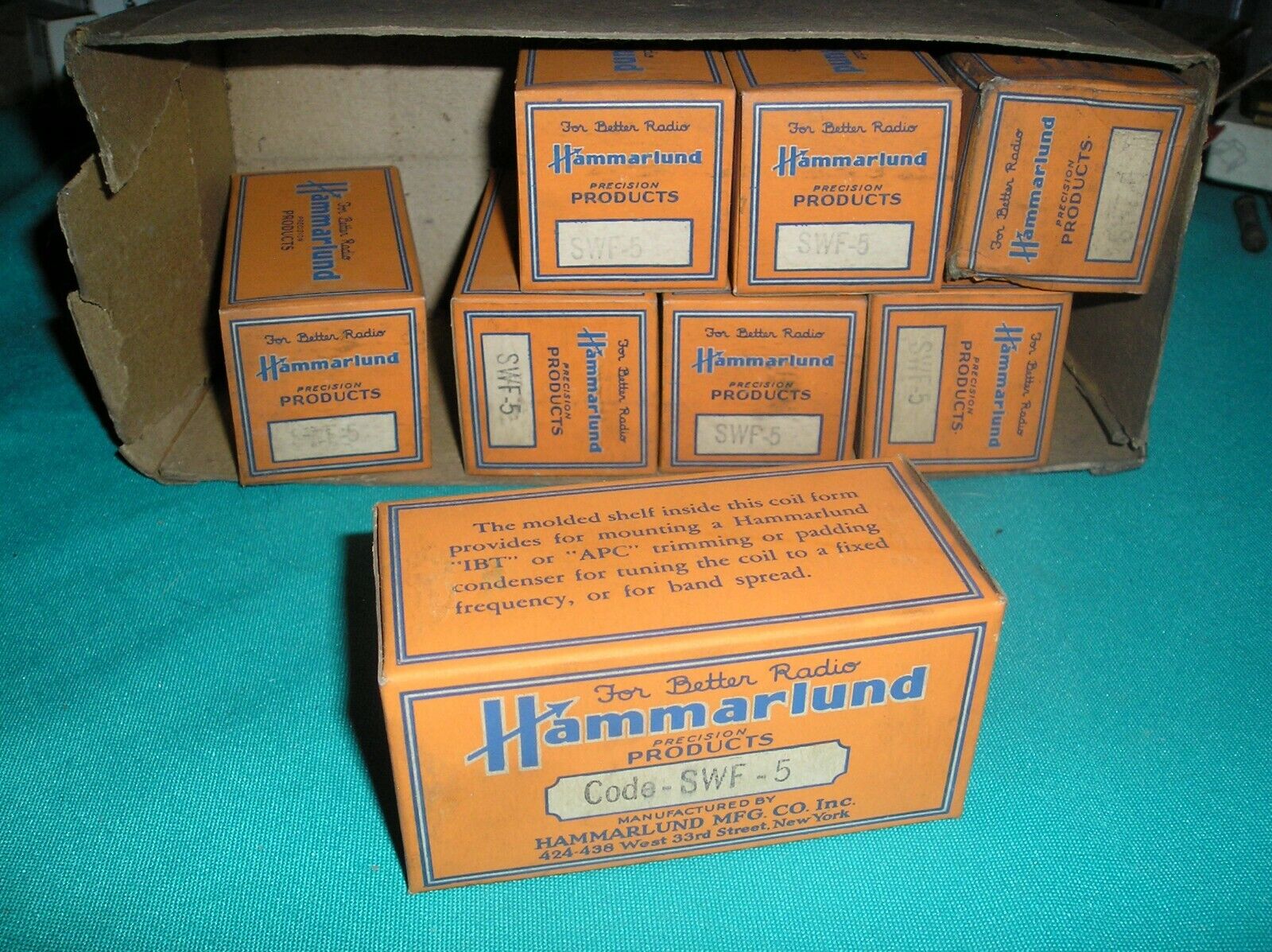 Hammarlund- Shortwave Plug In Coil  form - 5 Pin  - in Box-- NOS-- Code SWF-5 