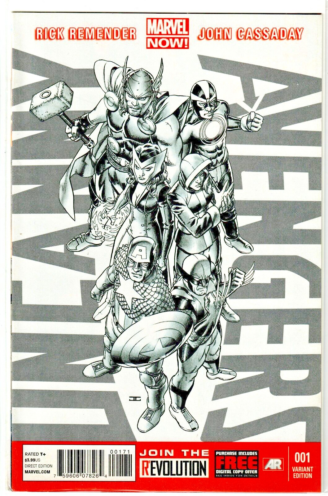 Uncanny Avengers #1 Sketch Variant 1:300 Incentive John Cassady Marvel 2012