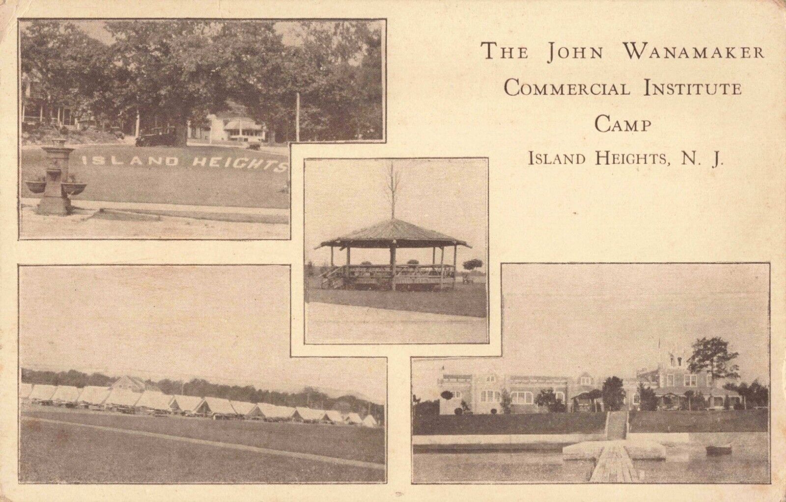 John Wanamaker Commercial Institute Camp Island Heights New Jersey NJ c1910 PC