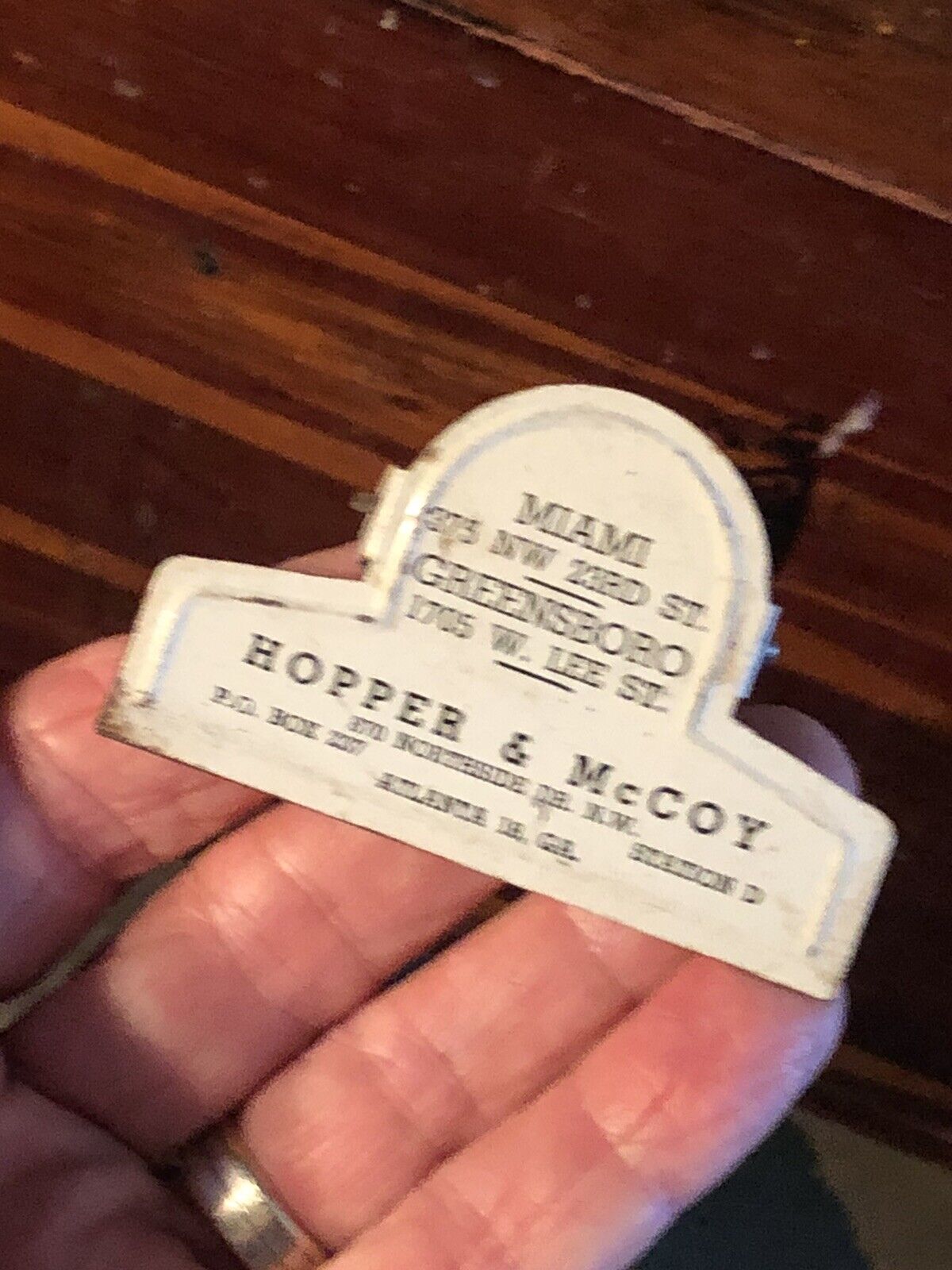 Vintage 3” Advertising Desktop Metal Paper Clip “Hooper & McCoy” Atlanta Miami
