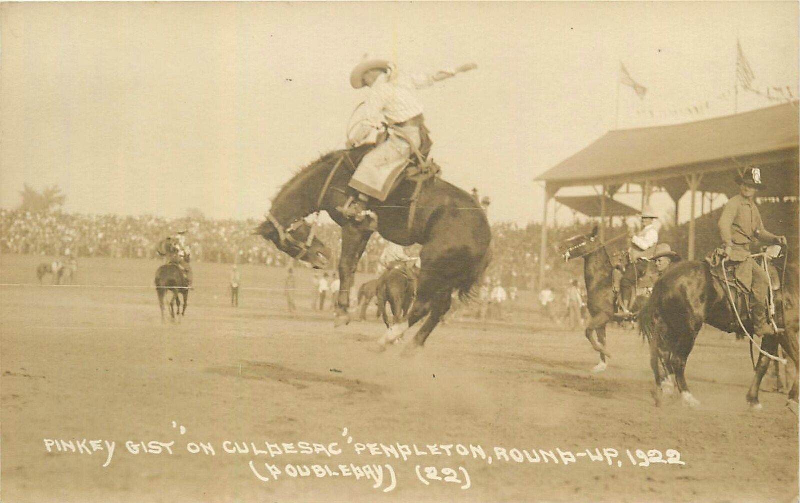 Postcard RPPC 1922 Pendleton Oregon Cowboy Rodeo Doubleday Gist OR24-4235