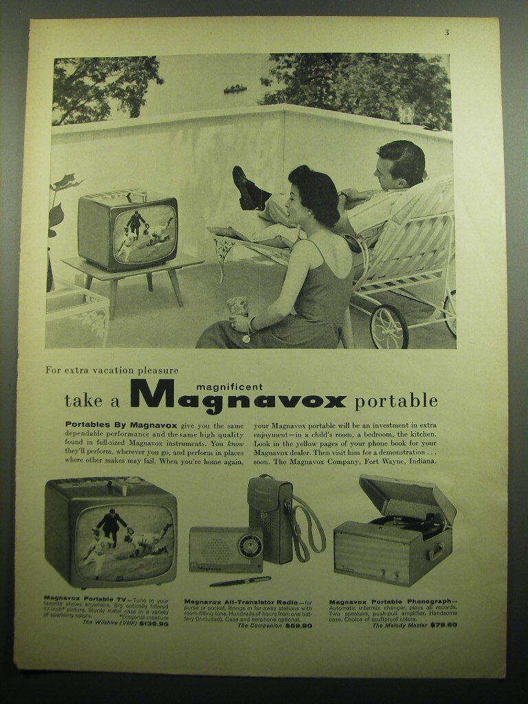 1957 Magnavox Ad - Wilshire TV, Companion Radio and Melody Master Phonograph