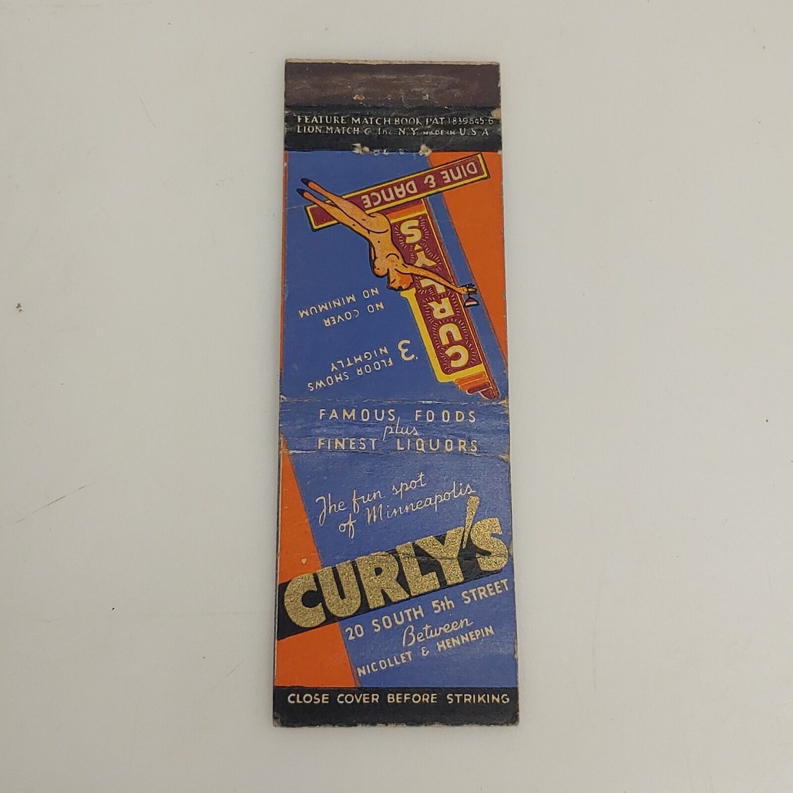 1930\'s Curly\'s BURLESQUE Minneapolis MN. Matchbook cover