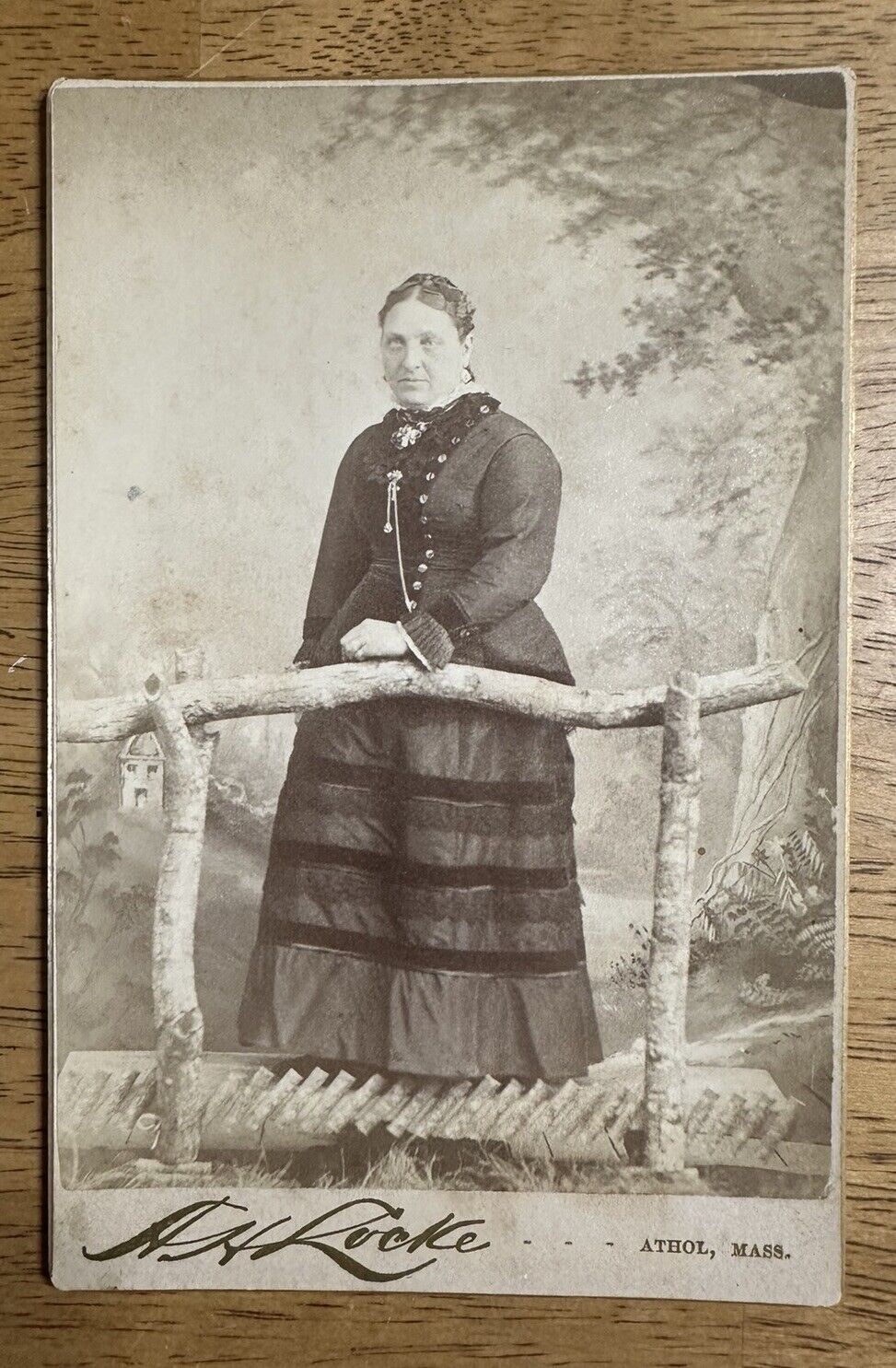 Athol Massachusetts Cabinet Card Dress Woman Western Setting Vintage Photo