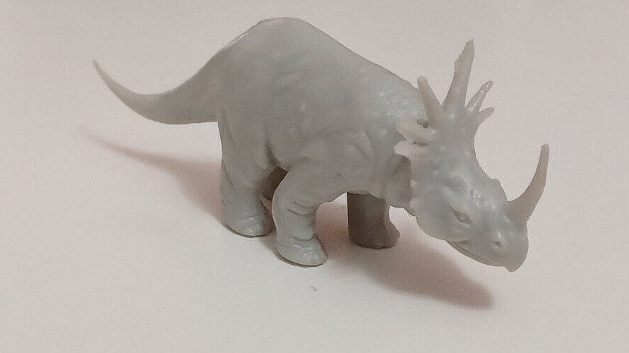 Marx Styracosaurus Vintage 1970s Prehistoric Playset Light Gray Plastic Dinosaur