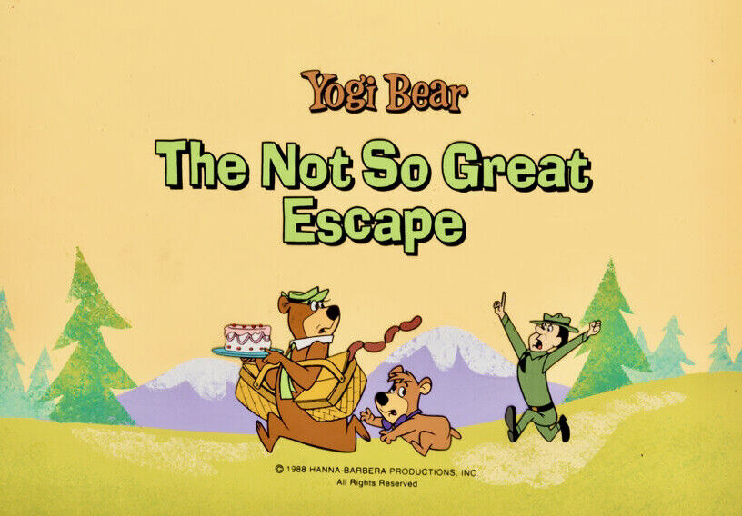 Yogi Bear Cel Original Opening Title Card The Not So Great Escape Hanna Barbera
