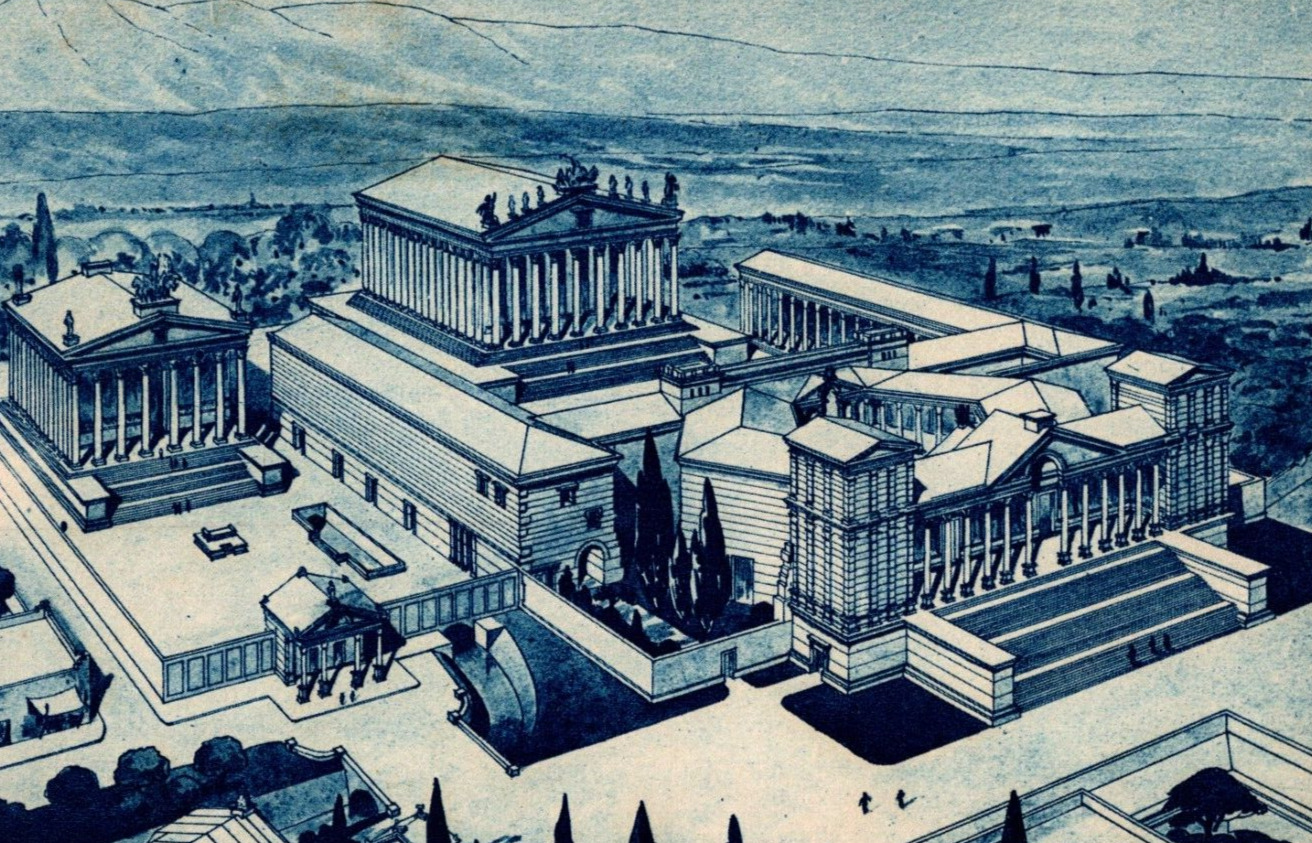 Antique Postcard Post 1907 Reconstruction of Temples of Jupiter Helios Baalbek