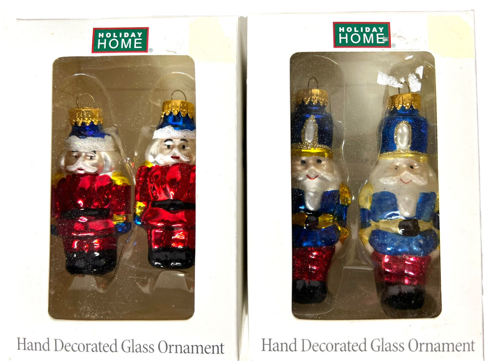 Toy Soldier Glass Ornaments Lot of 4 Holiday Home China 3” Long NIB
