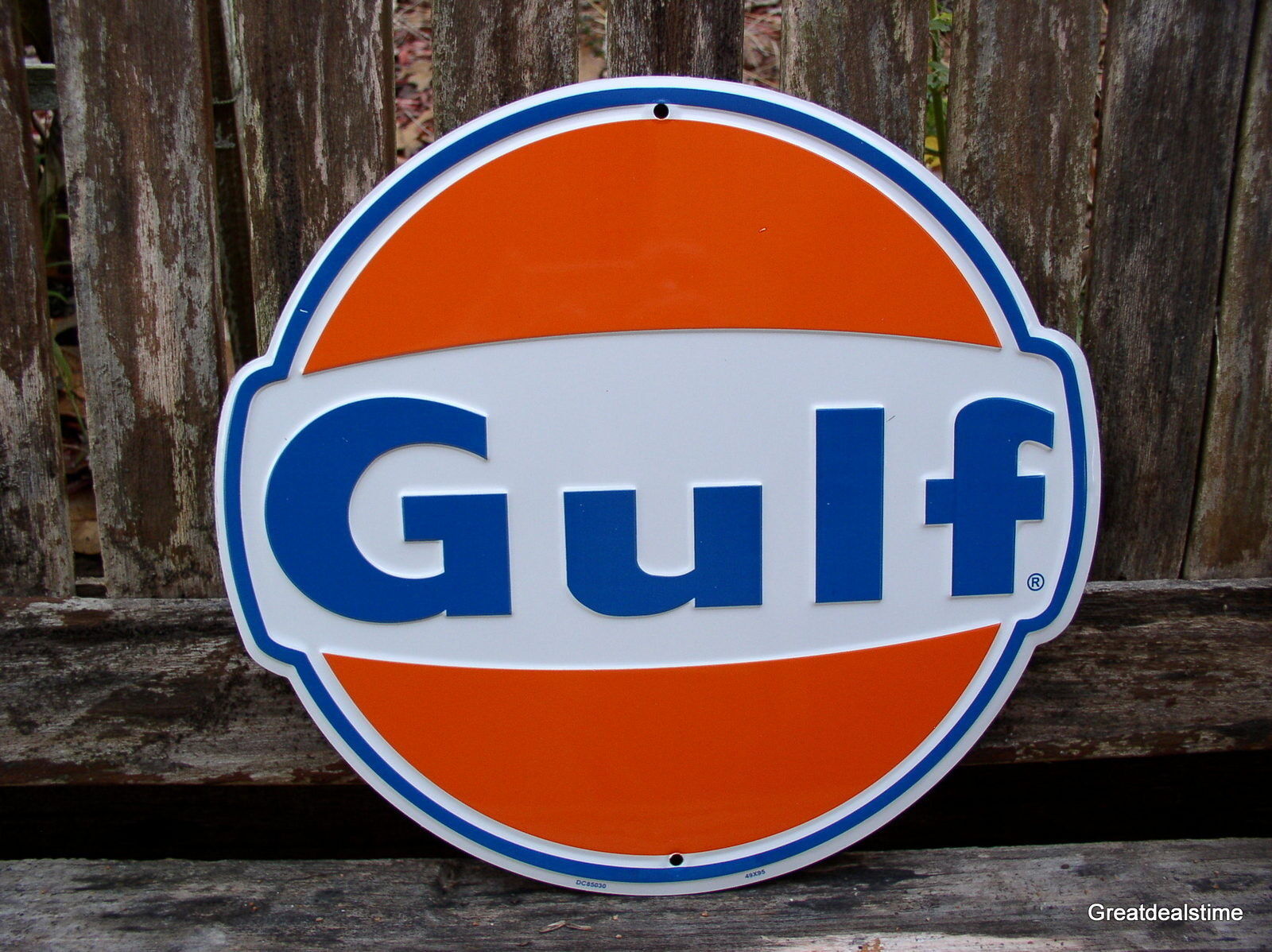 GULF OIL GAS SIGN GASOLINE OLD VINTAGE 1960'S ADVERTISING ANTIQUE GAS PUMP SIGN