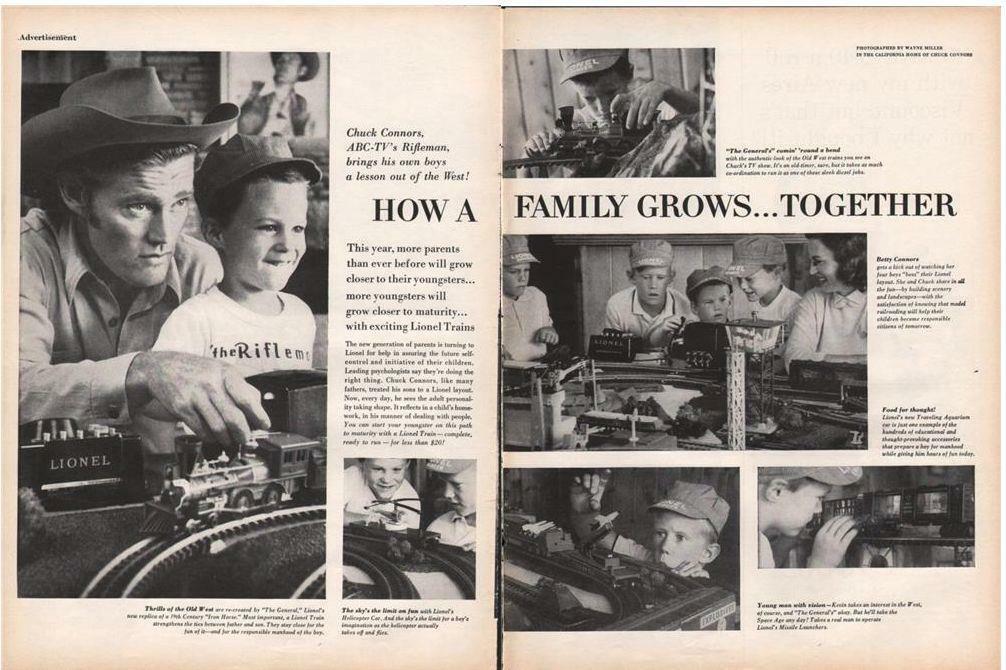 1959 Lionel Train PRINT AD Chuck & Betty Connors & family Great detailed photos