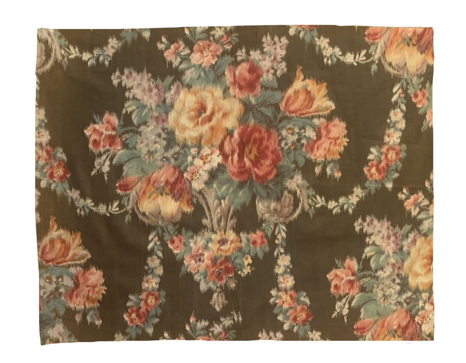 beautiful 1930s French Cotton Printed Ikat fabric 1594