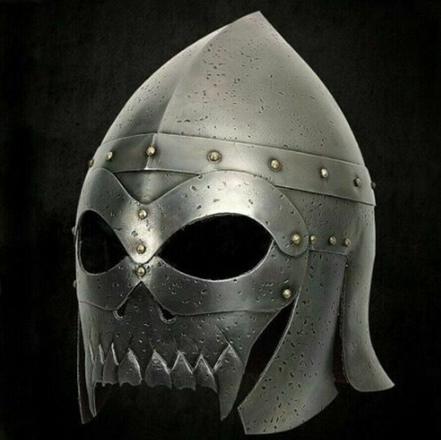 18GA Dark Medieval Larp Antique Fantasy Warrior Helmet Knight Viking Helmet