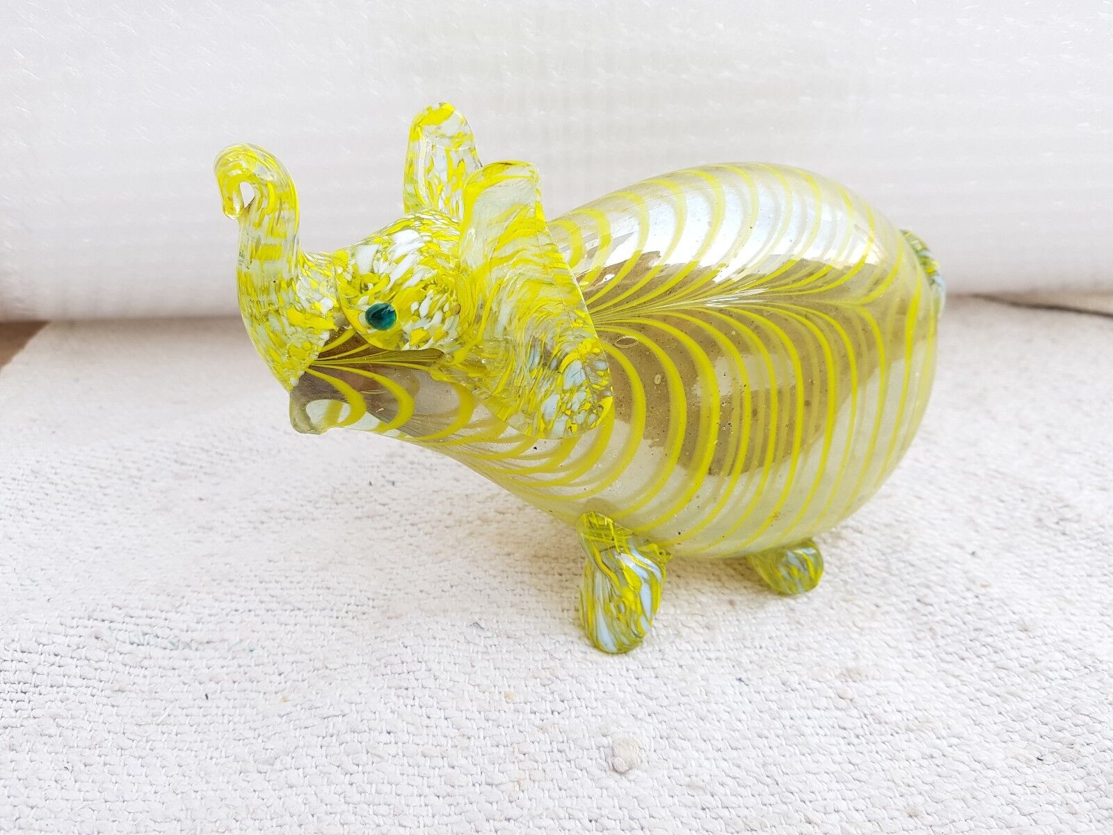 Vintage Unique Swirl Design Rabbit Elephant Decorative Glass Figure Japan G679
