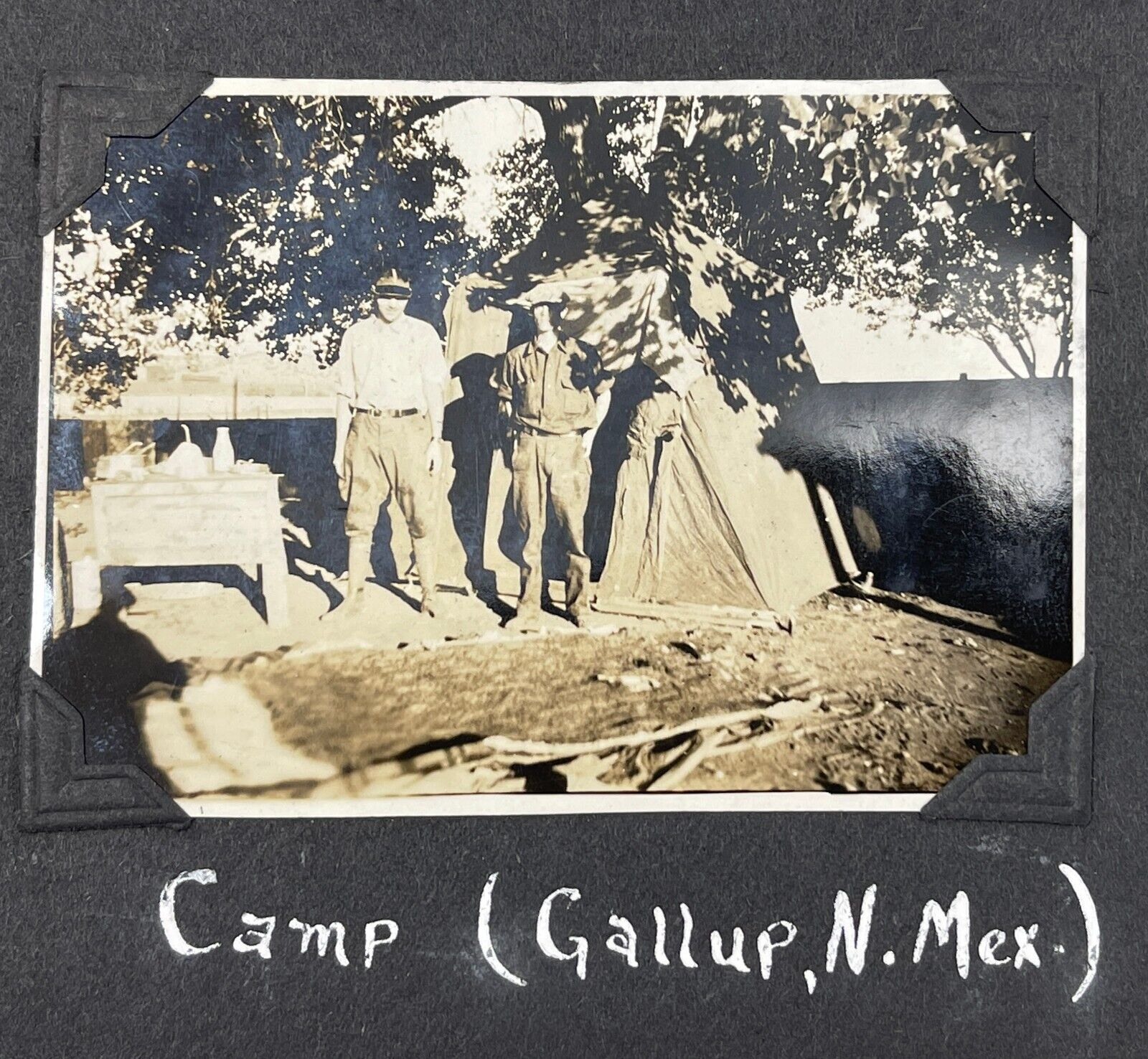CAMPING IN GALLUP NEW MEXICO 1930s Antique Photo Camp Site Tent 3.25 x 2.25