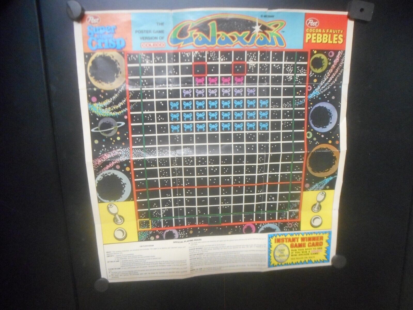 Vintage Original 1984 Post Cereal Coleco Galaxian Poster Game Sheet Midway***