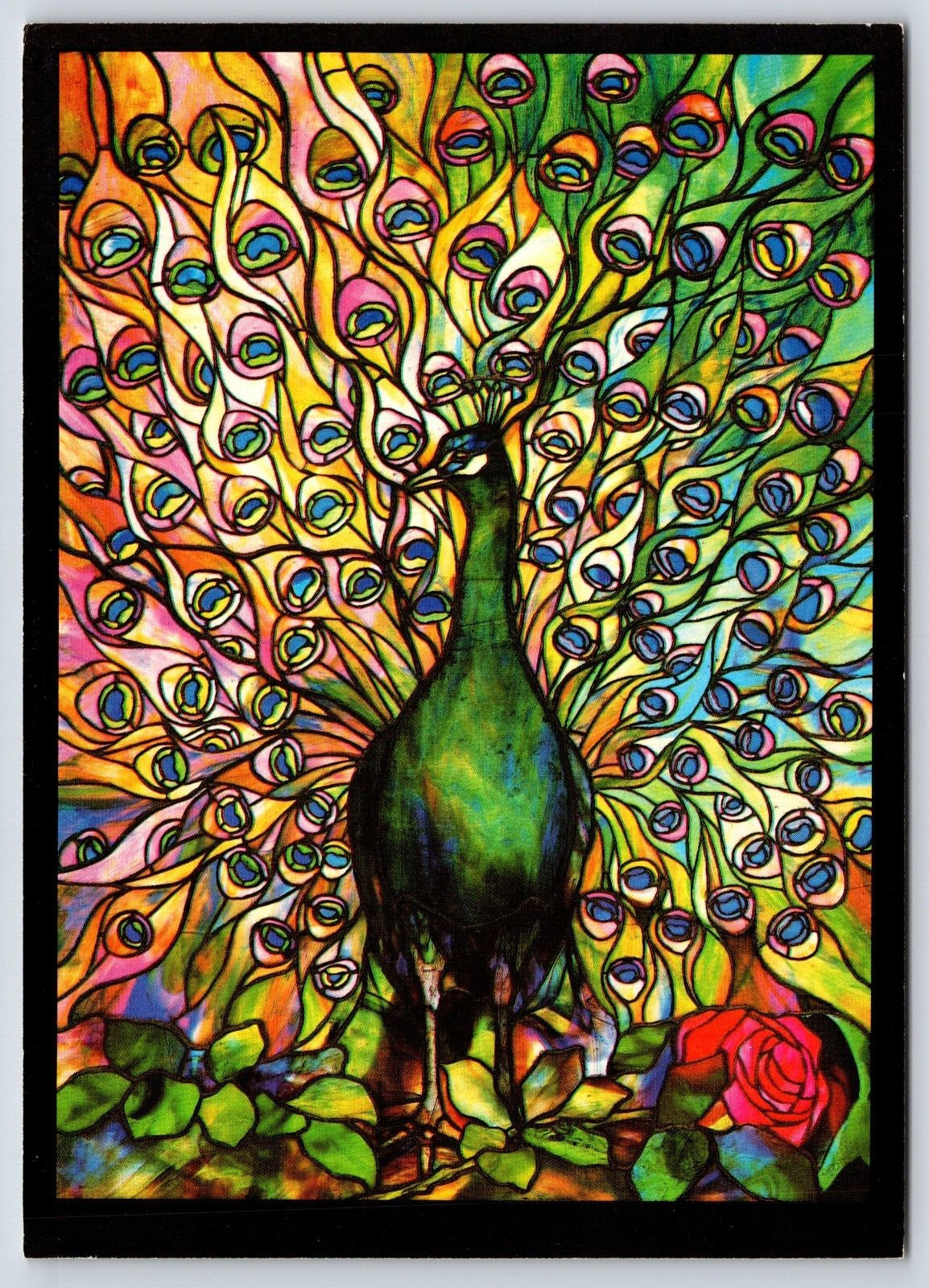 Louis C. Tiffany Peacock Window Vintage Postcard Continental