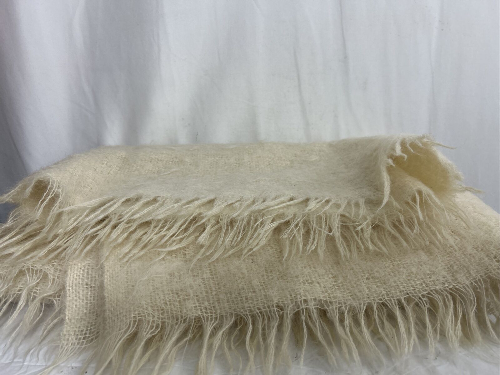 Vintage Mohair Blanket Toison D’or 100% mohair Cream made in France 51”x71”