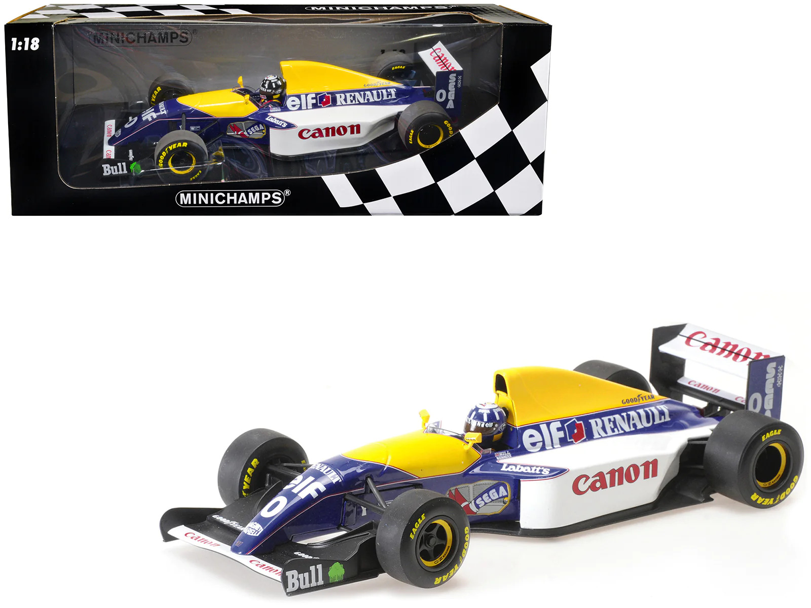 Williams Renault FW15C Damon Hill Canon 3rd Place Driver 1/18 Diecast Model Car