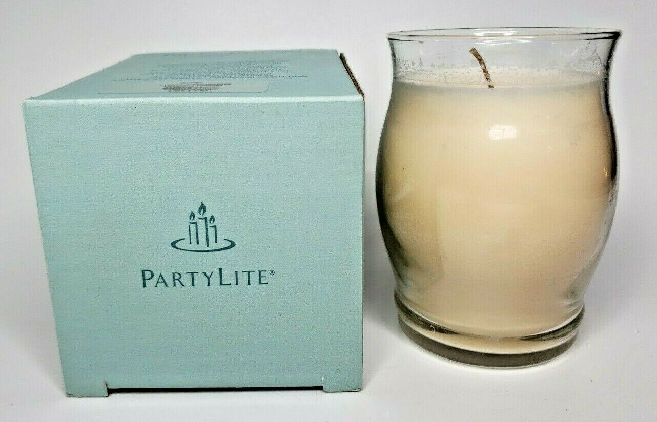 PartyLite Barrel Glass Jar Candle 11oz French Vanilla P5E/G11181
