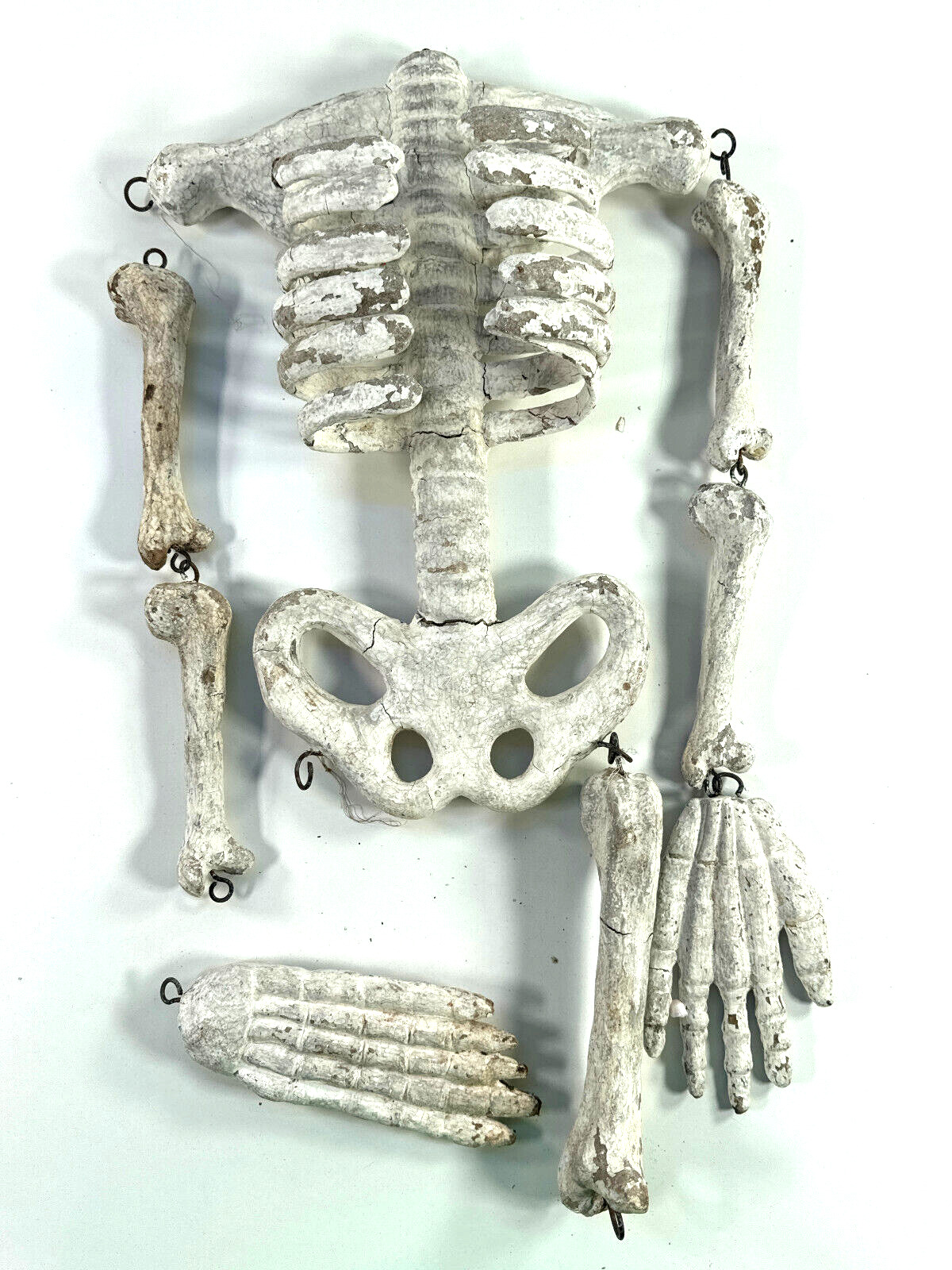 Antique 40s 50s Composition Halloween Skeleton skull hands