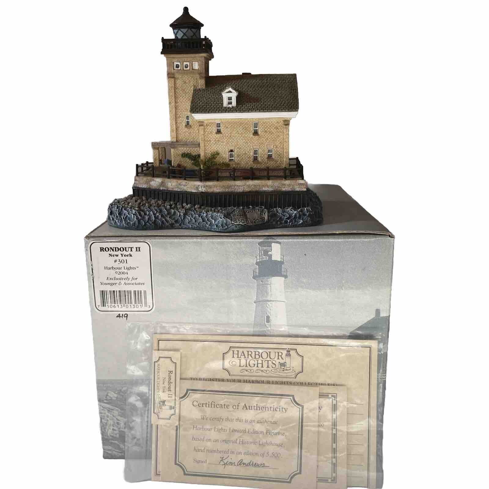 Vintage Harbour Lights Lighthouse Figurine Rondout II New York  #301 W/Box & COA