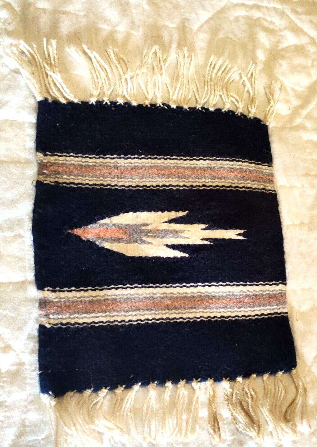 VTG 9.5 X 11 Woven Wool Matt Weaving Doll House Rug Carpet Textile Doily Native