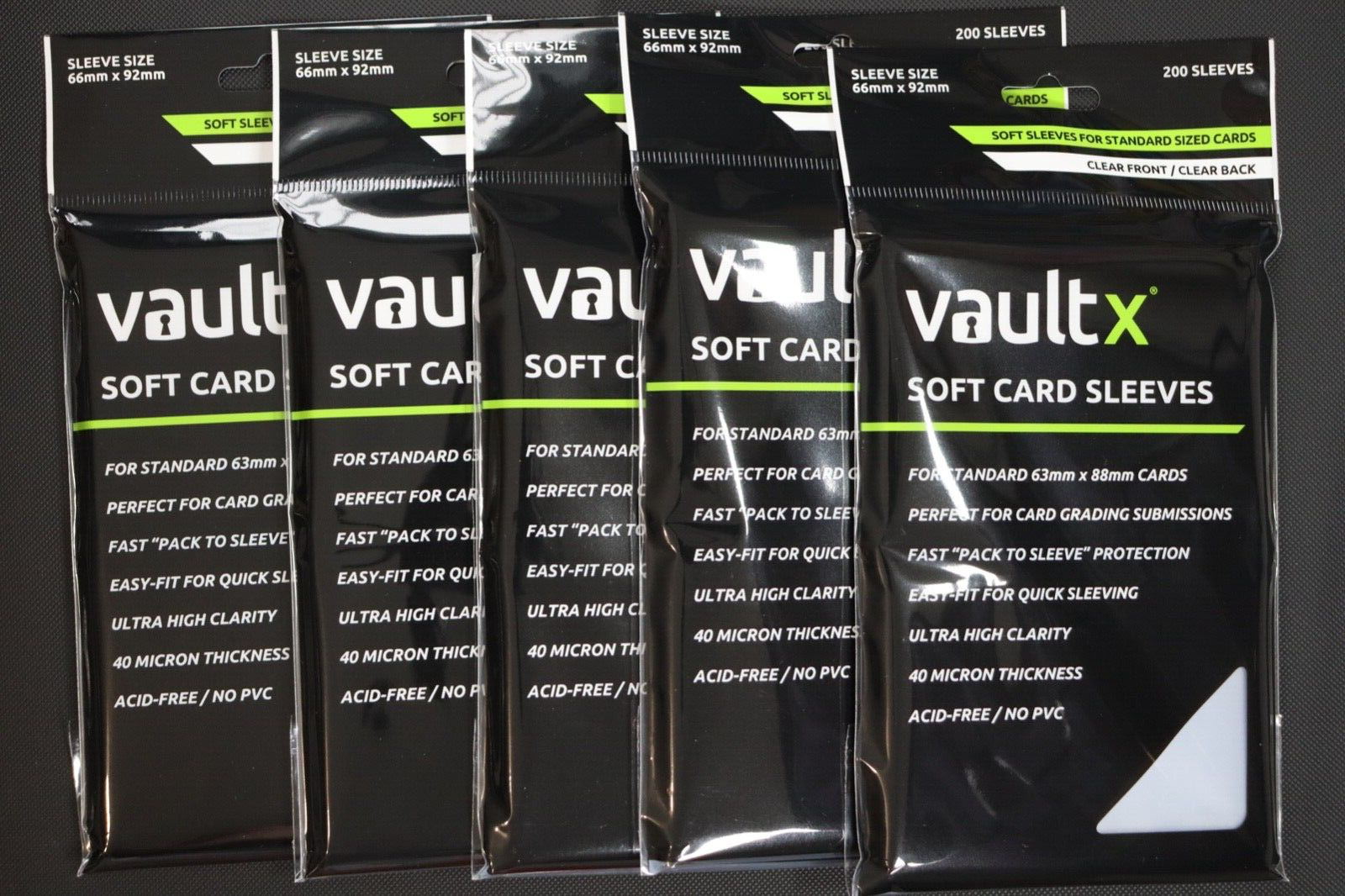 Vault X Soft Card Sleeves Fits Standard size cards pack of 5 1000 sleeves total