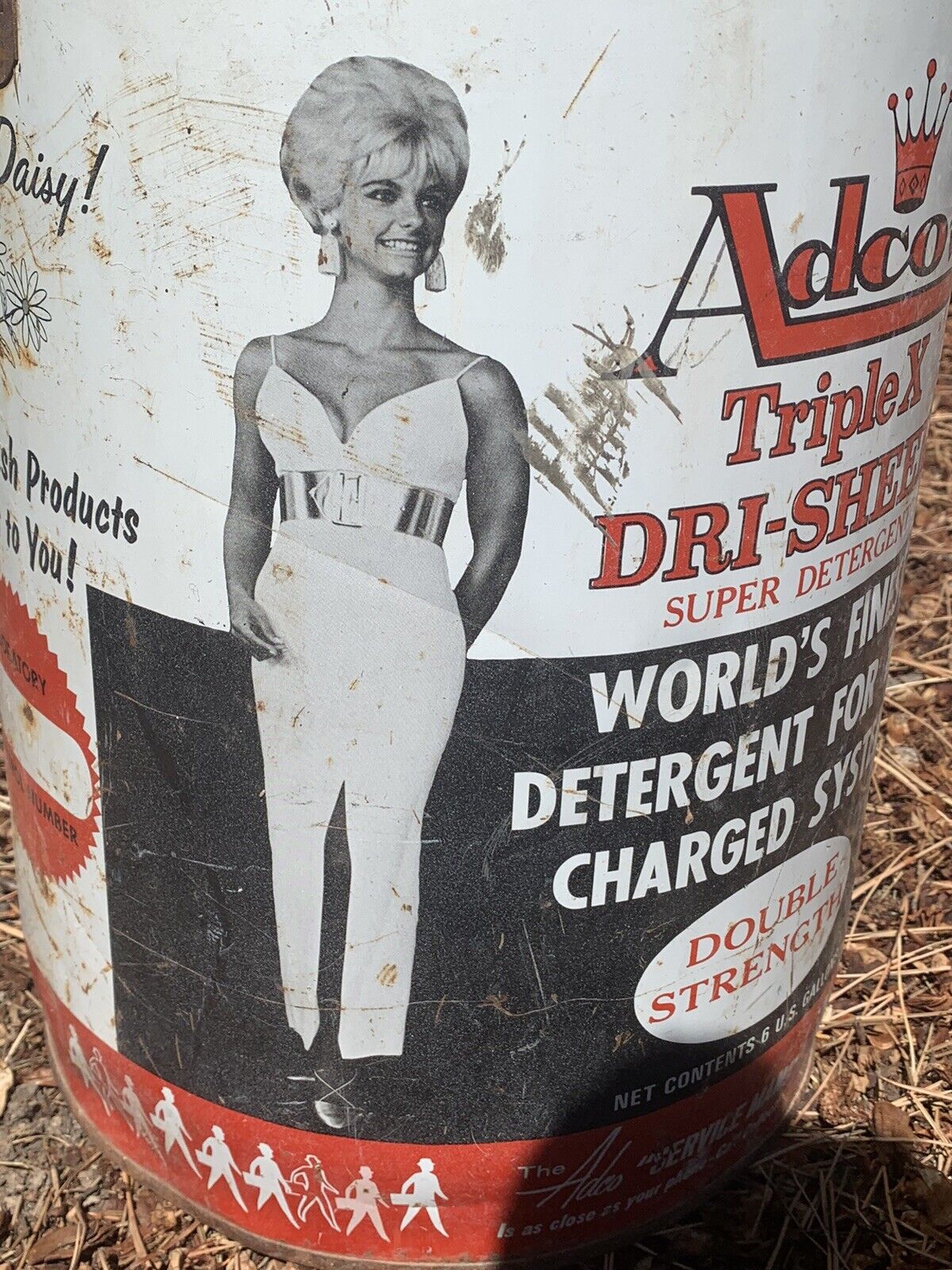 Vintage ADCO Oil 6 Gallon Bucket Triple X Super Detergent Great Graphics