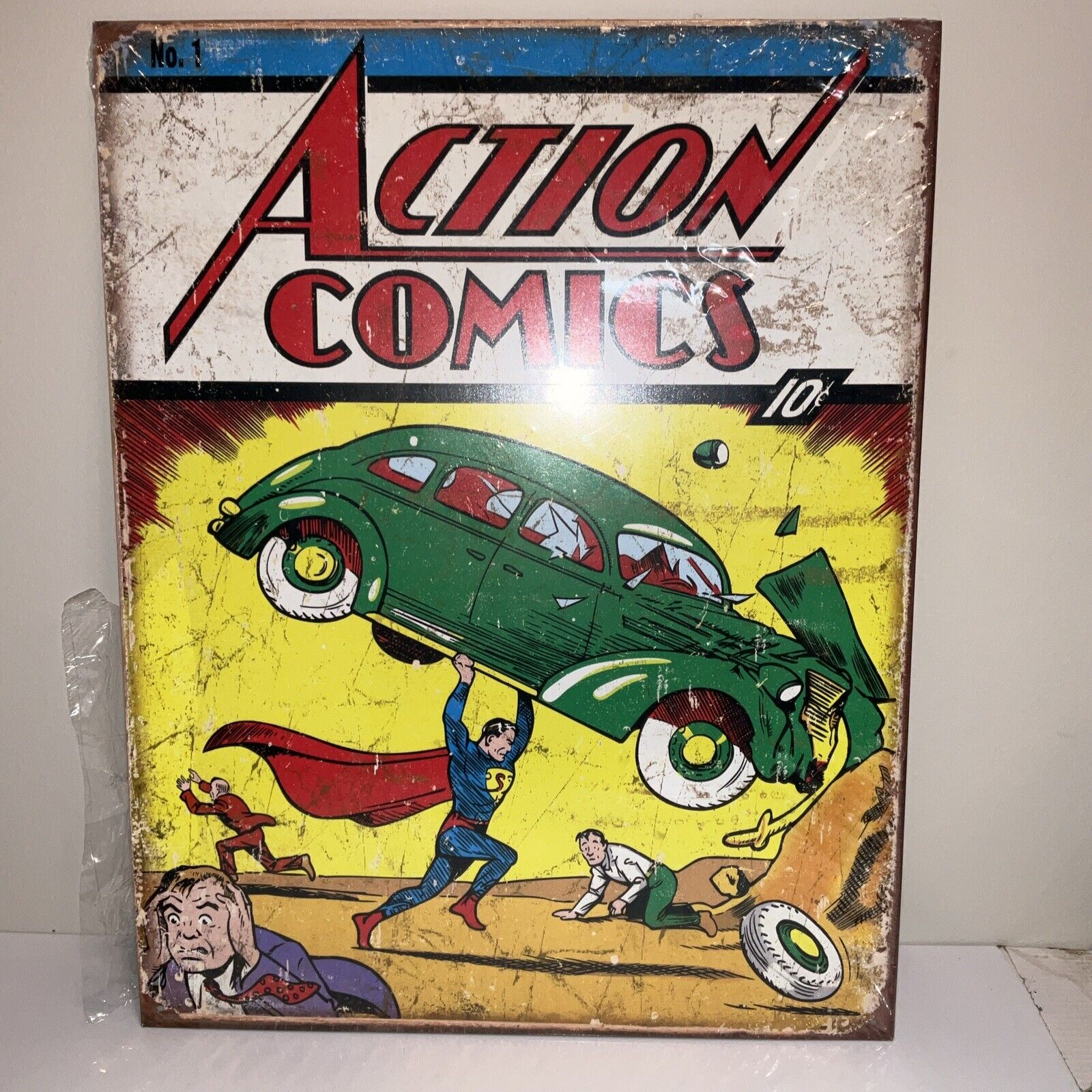 New Action Comics Cover No. #1 Tin Metal Sign Man Cave Garage Decor 12.5 X 16