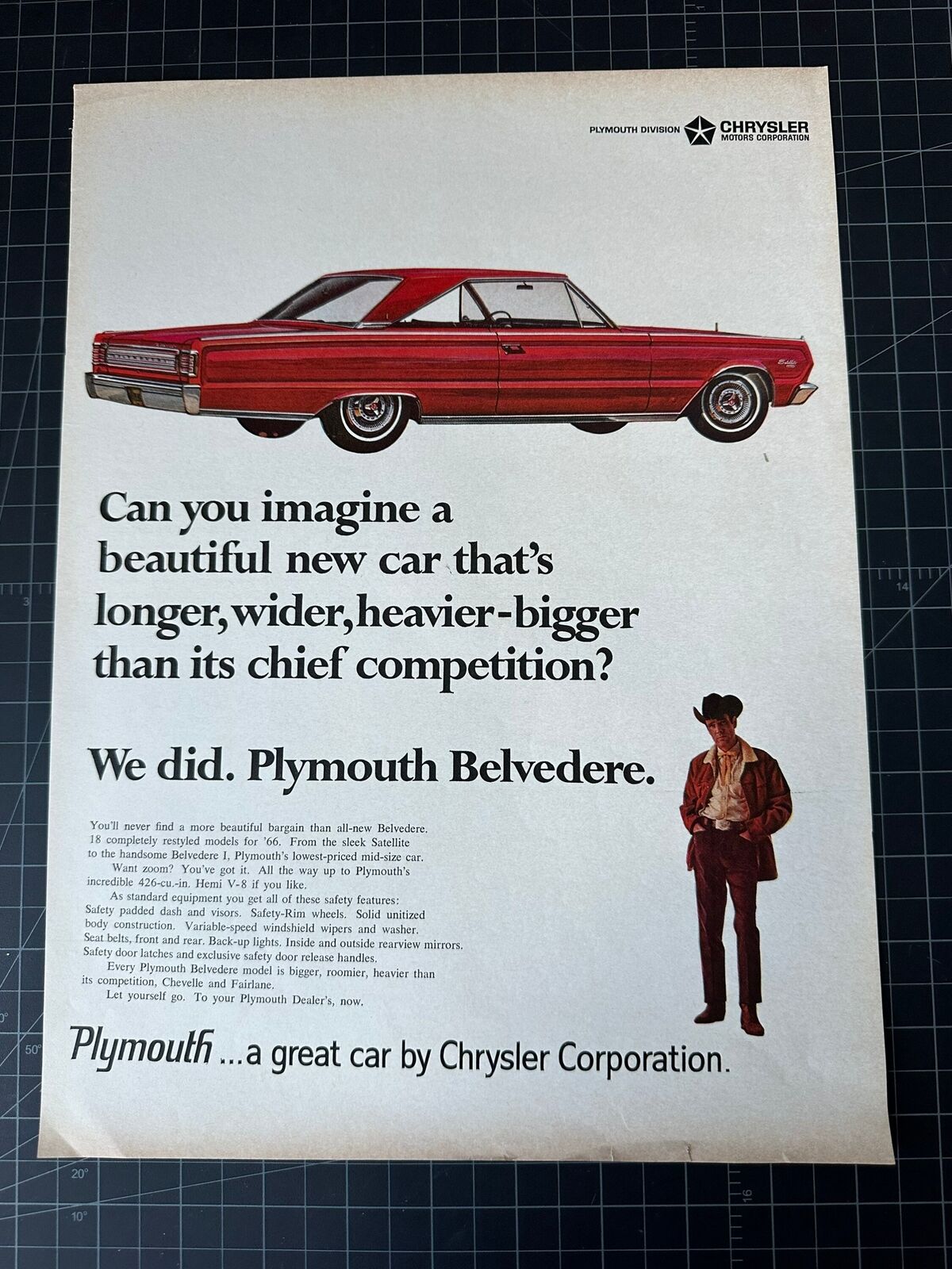 Vintage 1966 Plymouth Belvedere Print Ad