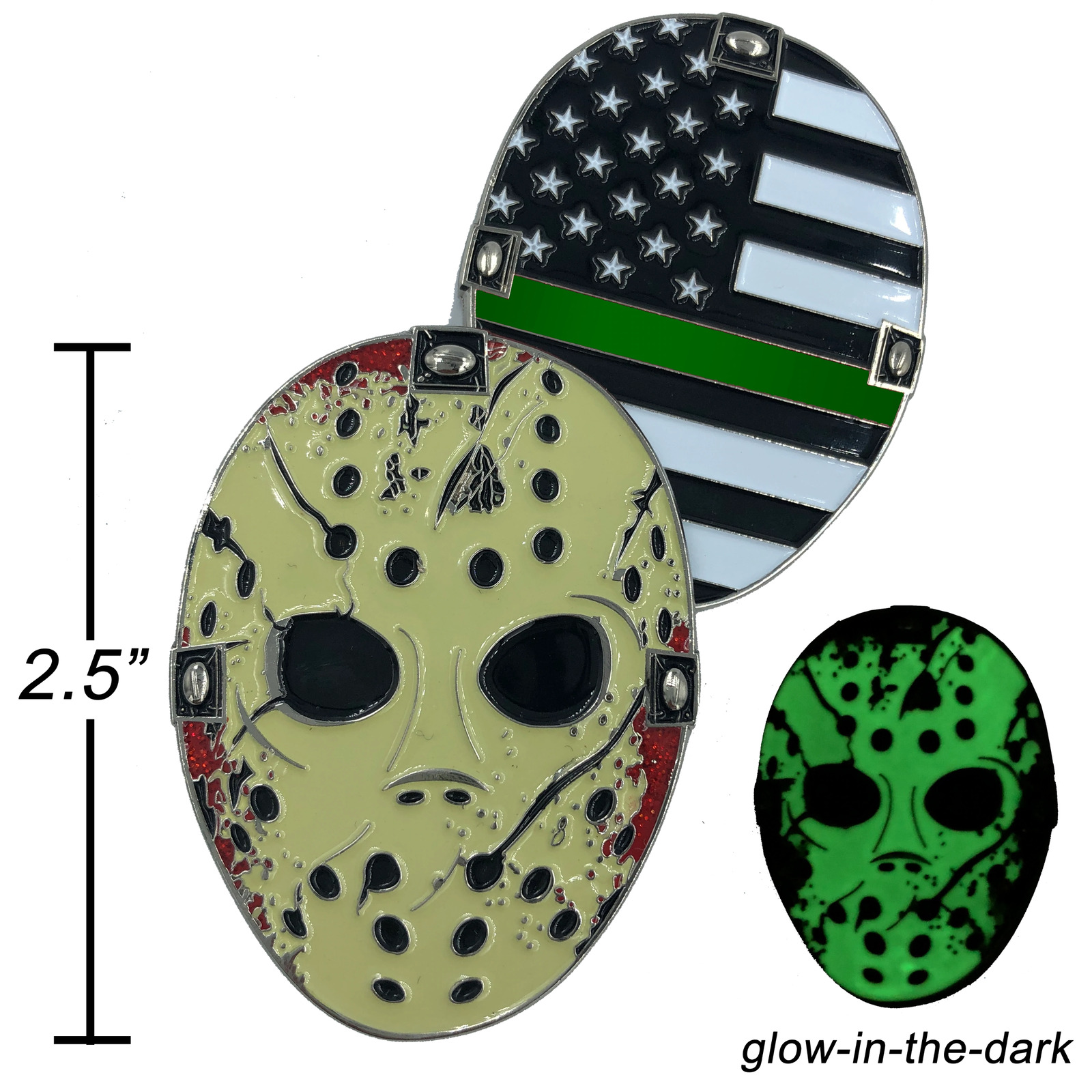 A-009 Thin Green Line Jason Voorhees Goalie Mask Friday the 13th Sheriff Border