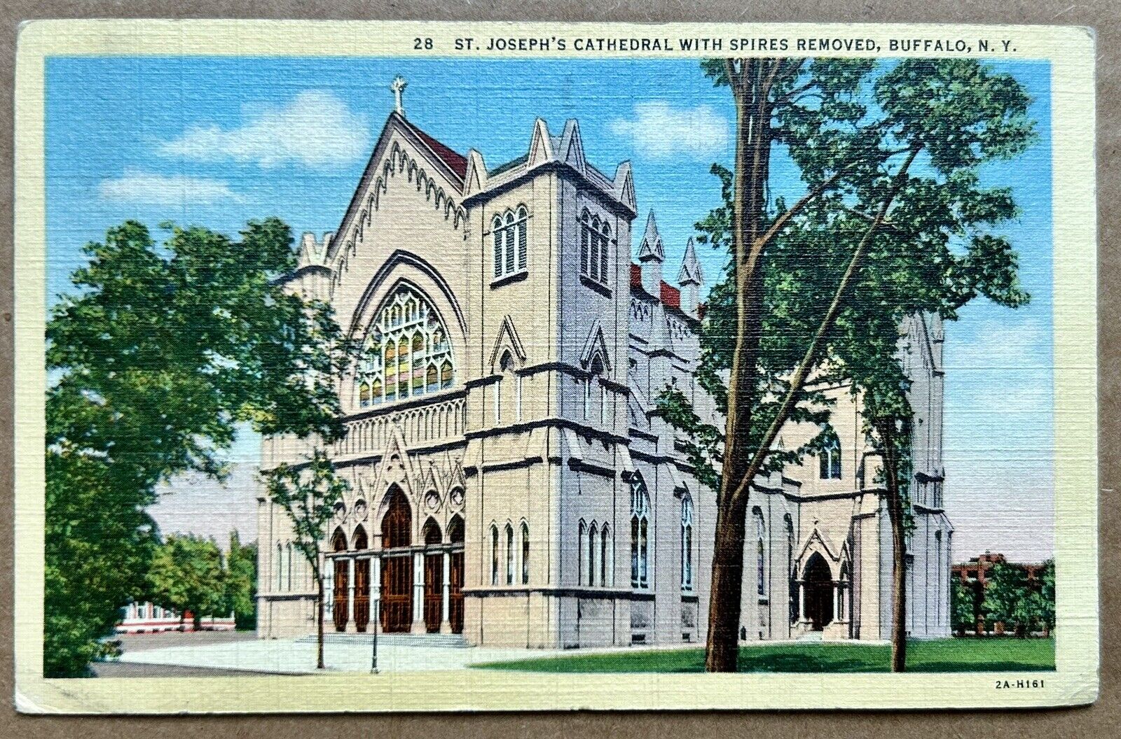 ST. JOSEPH'S CATHEDRAL WITH SPIRES REMOVED, BUFFALO, Vintage Postcard 1941