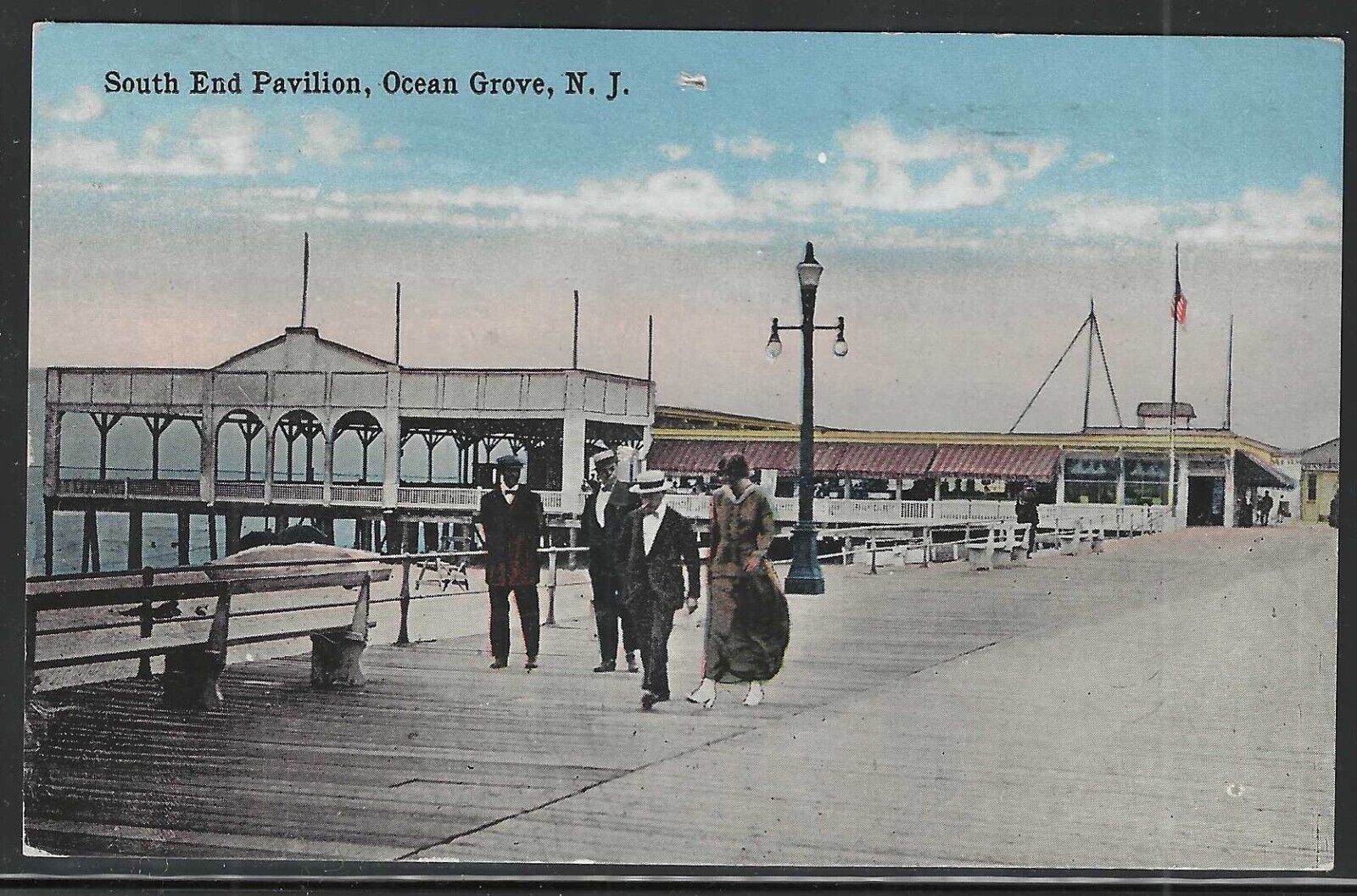 South End Pavilion, Ocean Grove, New Jersey, early postcard, used