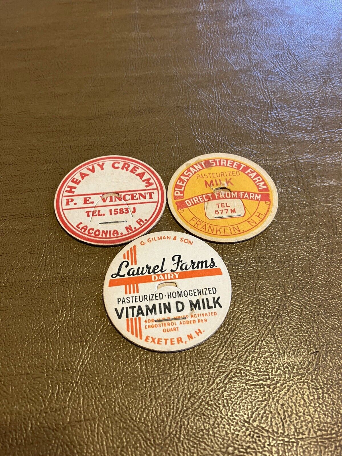 Lot of 3 New Hampshire Milk Caps 